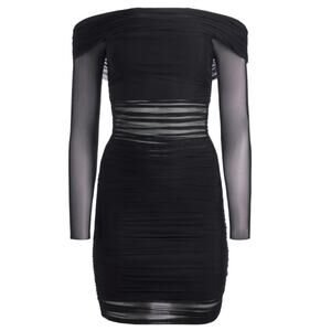 Alice + Olivia Mini Dress Isadola Black Sheer Mesh Off Shoulder New size 2